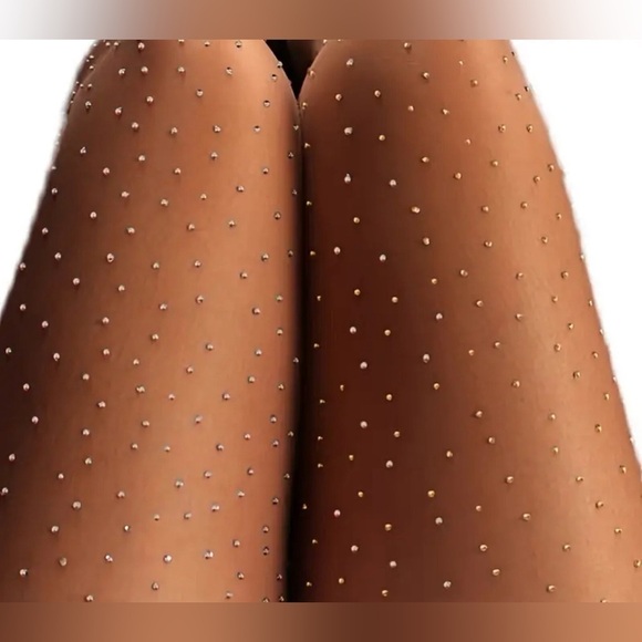 🆕 Rhinestone Stocking 🔥🔥New One Size Beige ✨✨✨ - Picture 2 of 6